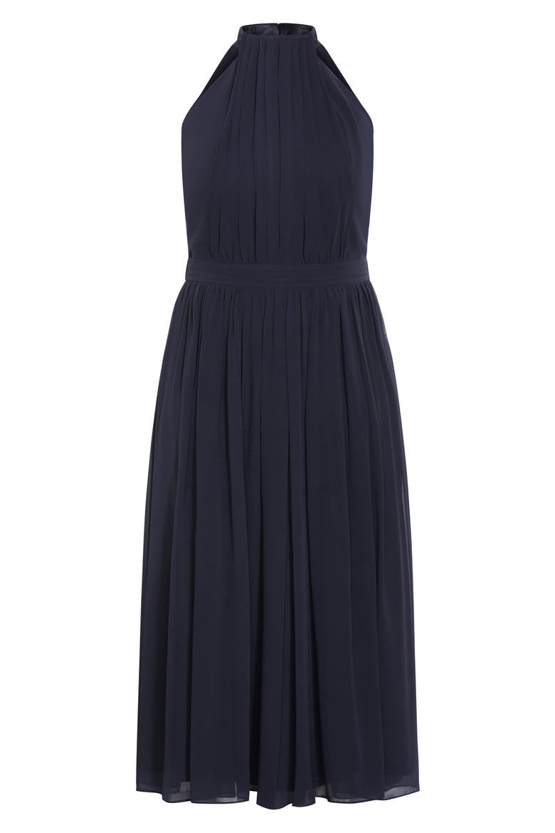 Lucy Pleated Halter Neck Maxi Dress, Main, color, NAVY