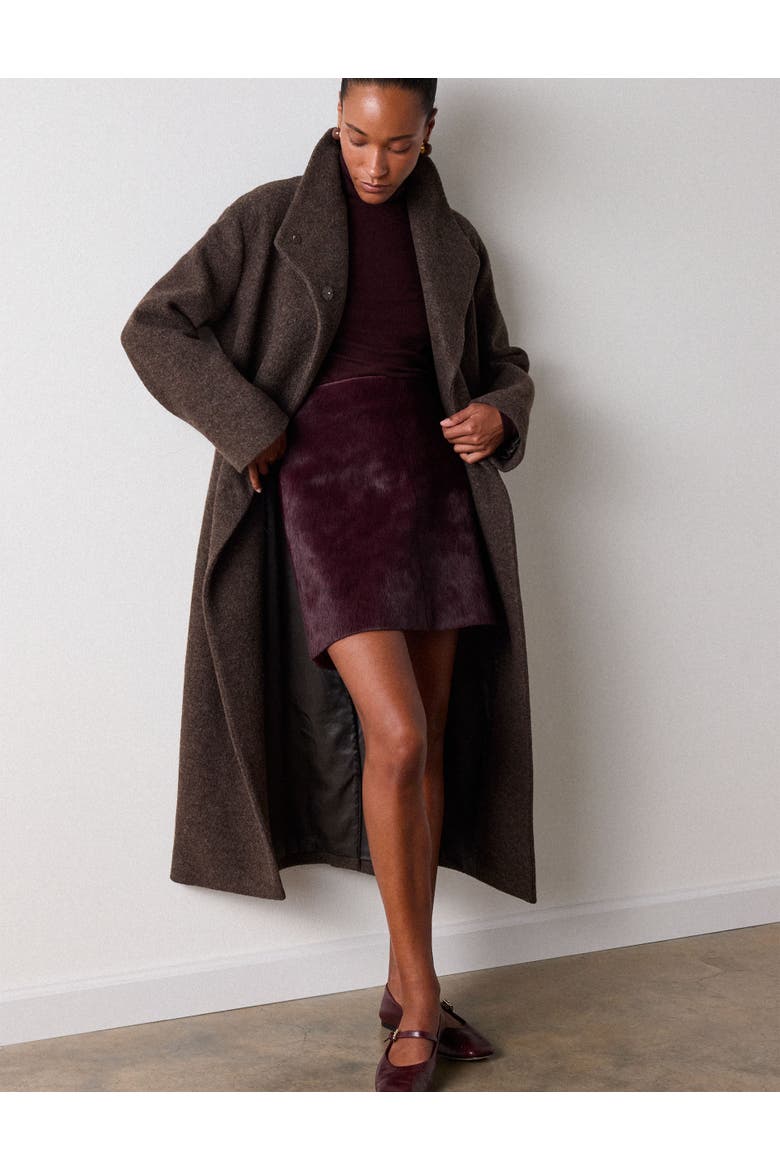 Morgan Wool Funnel Neck Wrap Coat, Alternate, color, Taupe