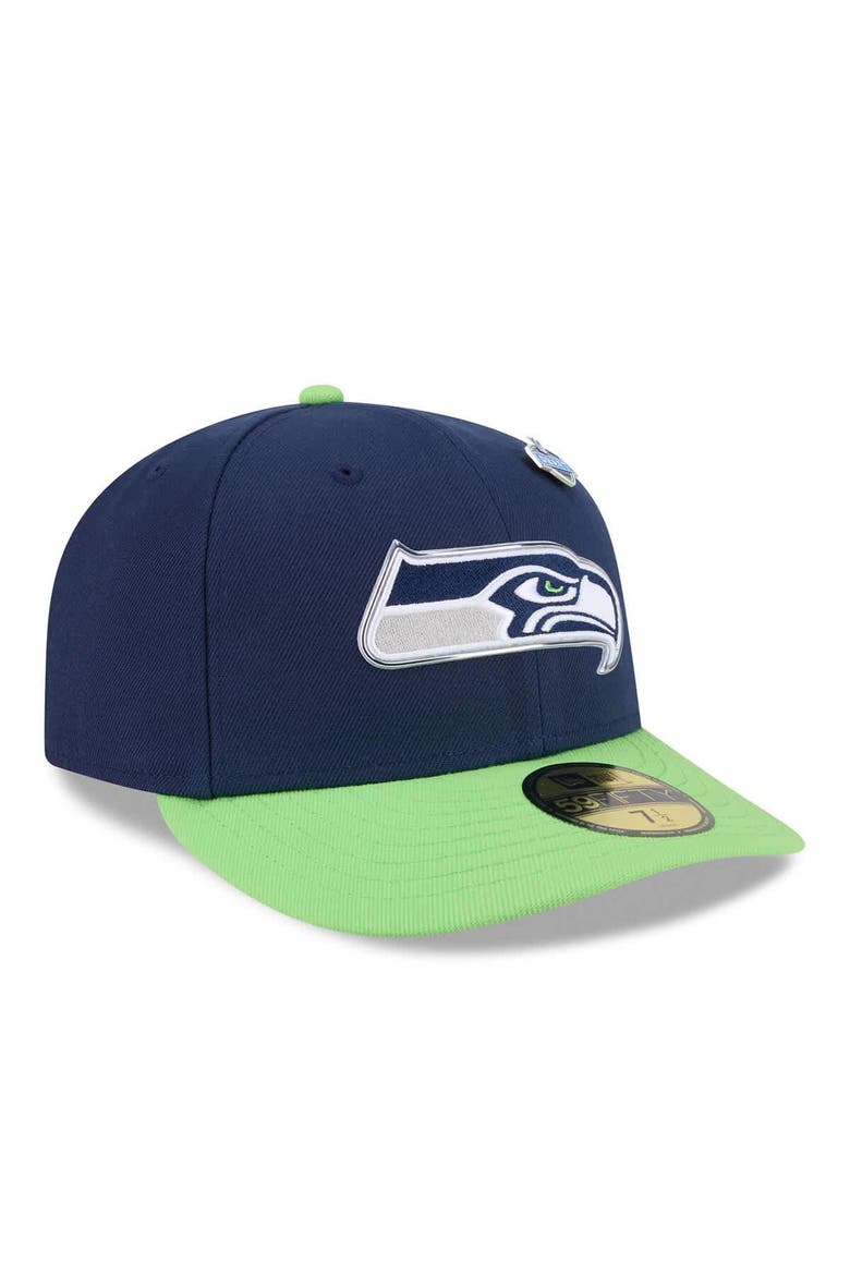 Men's New Era  College Navy/Neon Green Seattle Seahawks 2026 NFL Draft Pre-Curved 59FIFTY Fitted Hat, Alternate, color, College Navy