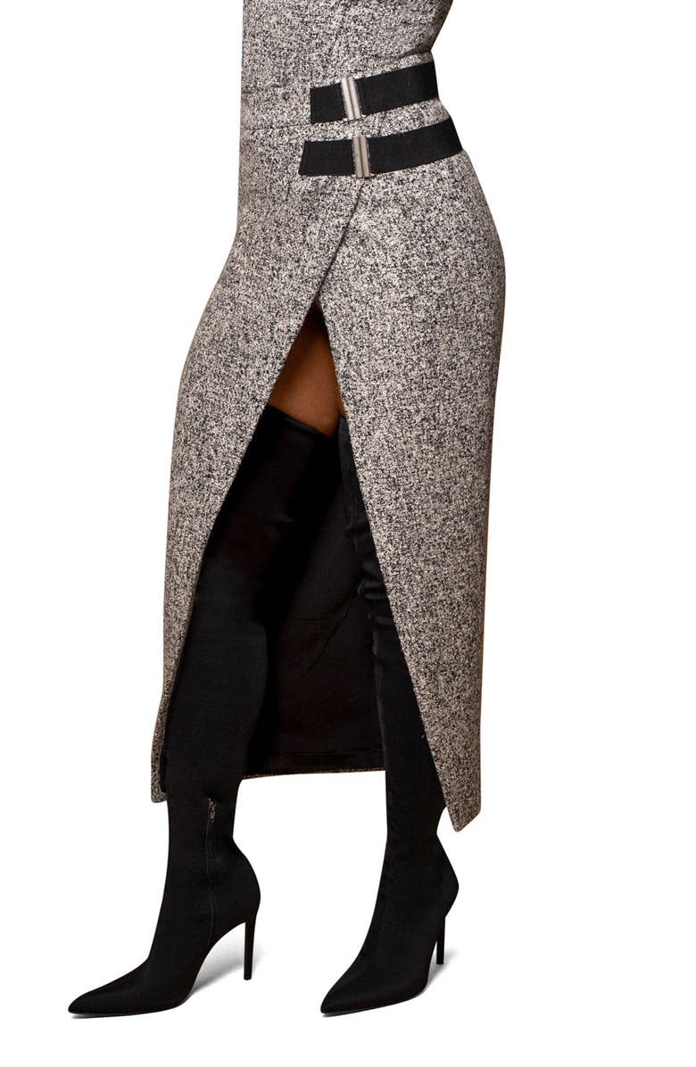 JLUXLABEL Lt Grey Giselle Tweed Skirt, Alternate, color,