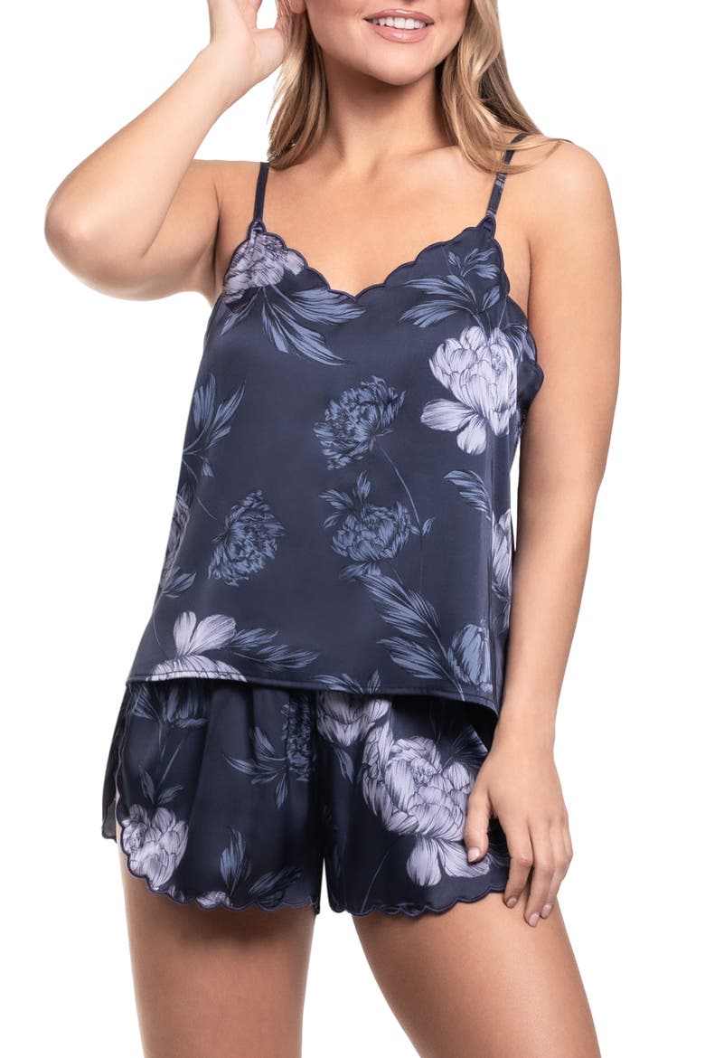 Floral Scallop Camisole & Tap Shorts Pajama Set, Main, color, AMELIA BLUE