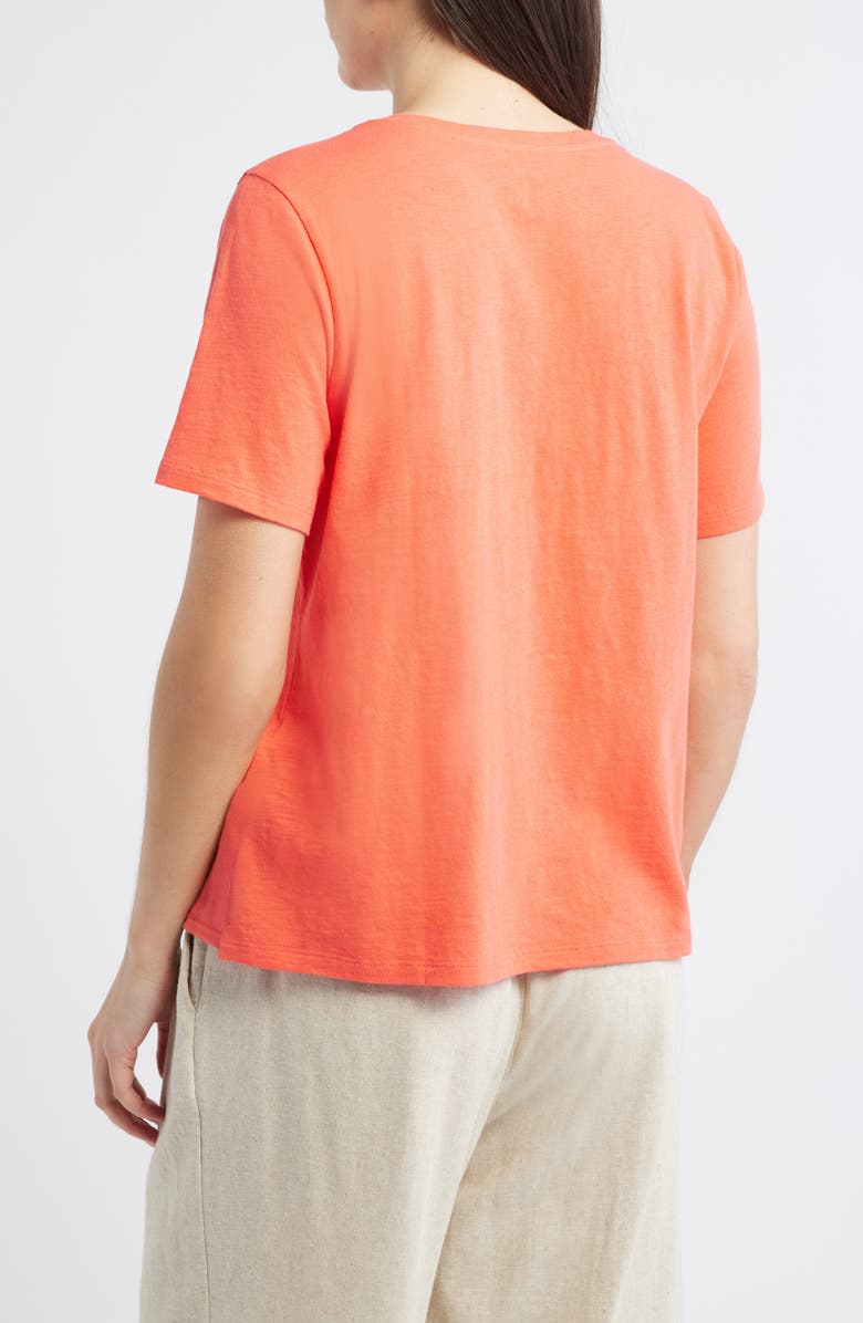 Eileen Fisher Easy V-Neck Organic Cotton T-Shirt, Alternate, color, Watermelon