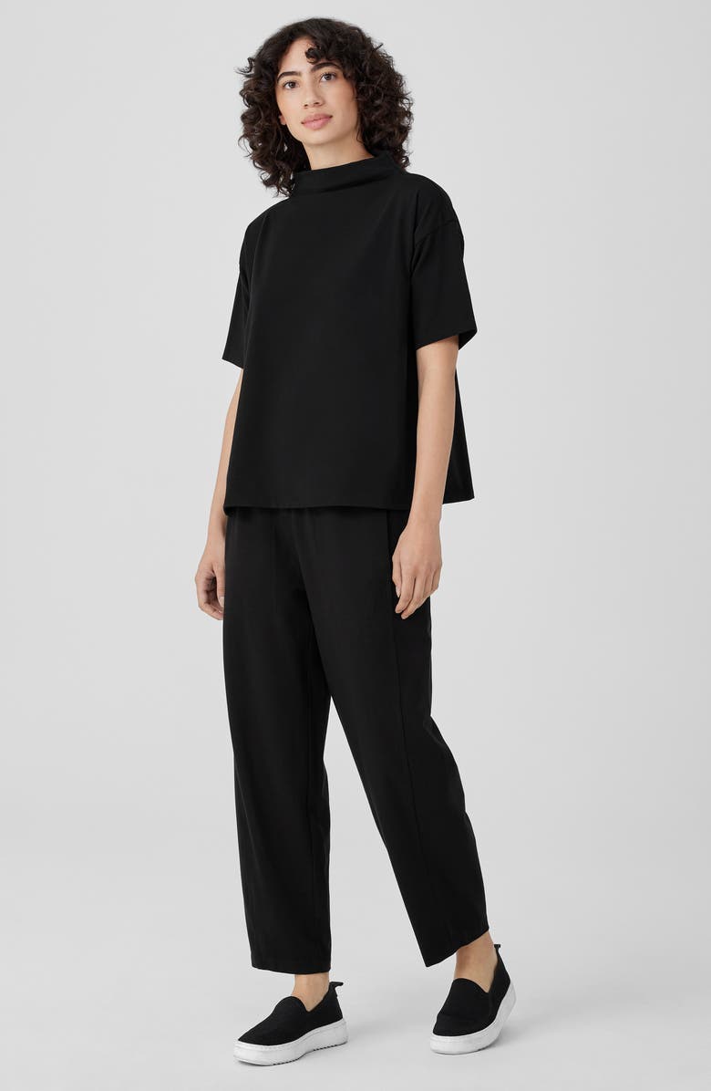 Eileen Fisher Funnel Neck Stretch Organic Pima Cotton Top, Alternate, color, 