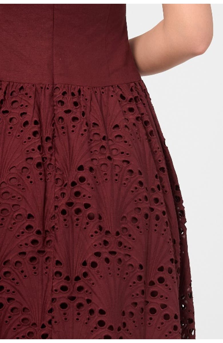 RACHEL Rachel Roy Maristella Drop Waist Bead Strap Midi Dress, Alternate, color, Dark Red