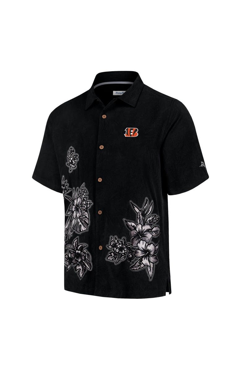 Tommy Bahama Men's Tommy Bahama Black Cincinnati Bengals Hibiscus Camp Button-Up Shirt, Alternate, color, Black