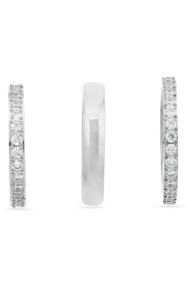 Nordstrom Set of 3 Waterproof Cubic Zirconia Stackable Rings, Alternate, color, Clear- Silver