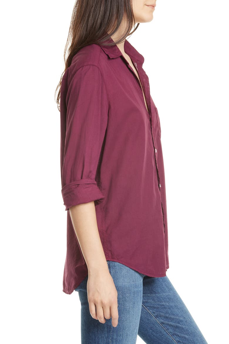 Eileen Relaxed Button-Up Shirt, Alternate, color, BERRY LIGHT POPLIN