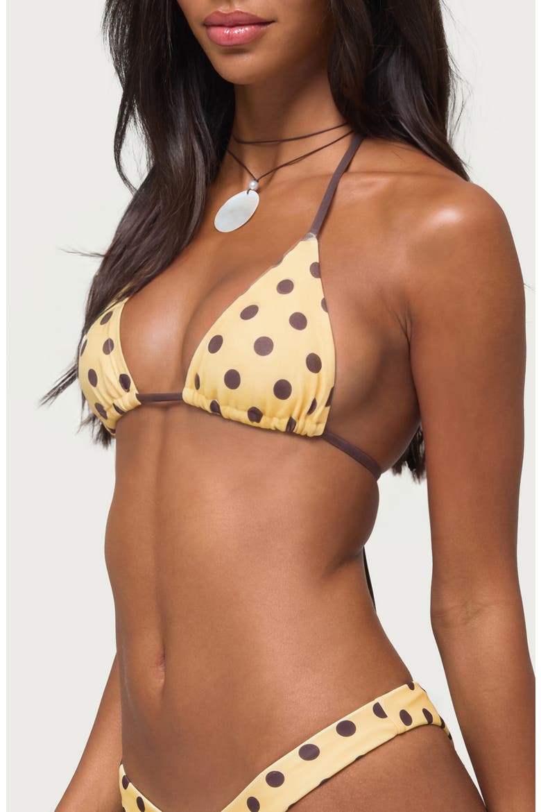 Melanie Polka Dot Triangle Bikini Top, Alternate, color, YELLOW