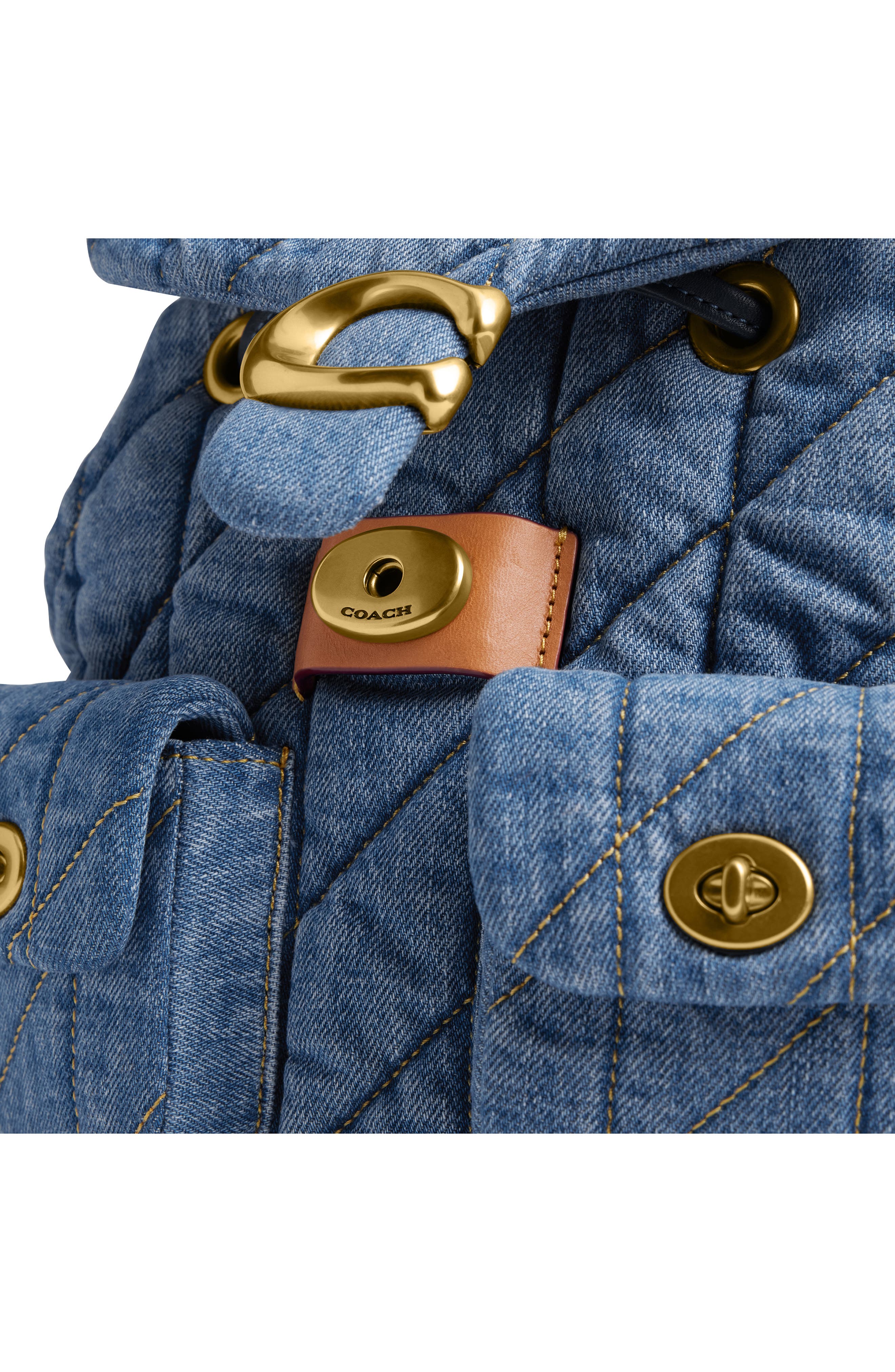 COACH Tabby Quilted Denim Backpack, Alternate, color, 