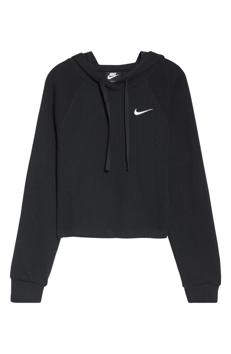 Nike Sportswear Rib Cotton Crop Hoodie, Alternate, color, 