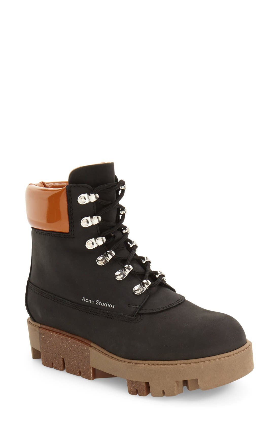Telda Hiker Boot, Main, color, BLACK/ BEIGE