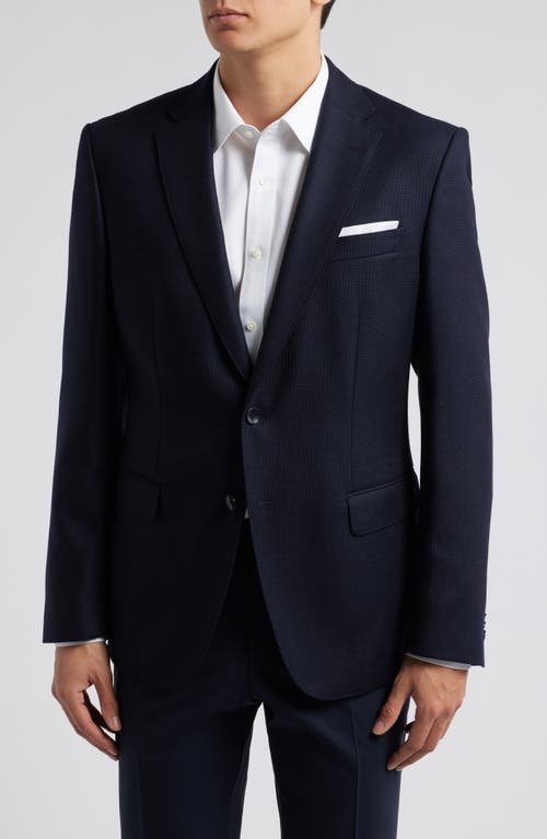 Shop Hugo Boss Boss Hutson Navy Textured Wool Sport Coat In Dark Blue