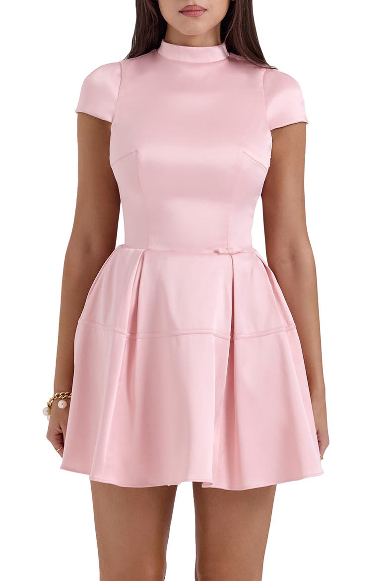 Saida Flare Satin Minidress, Alternate, color, ENGLISH ROSE