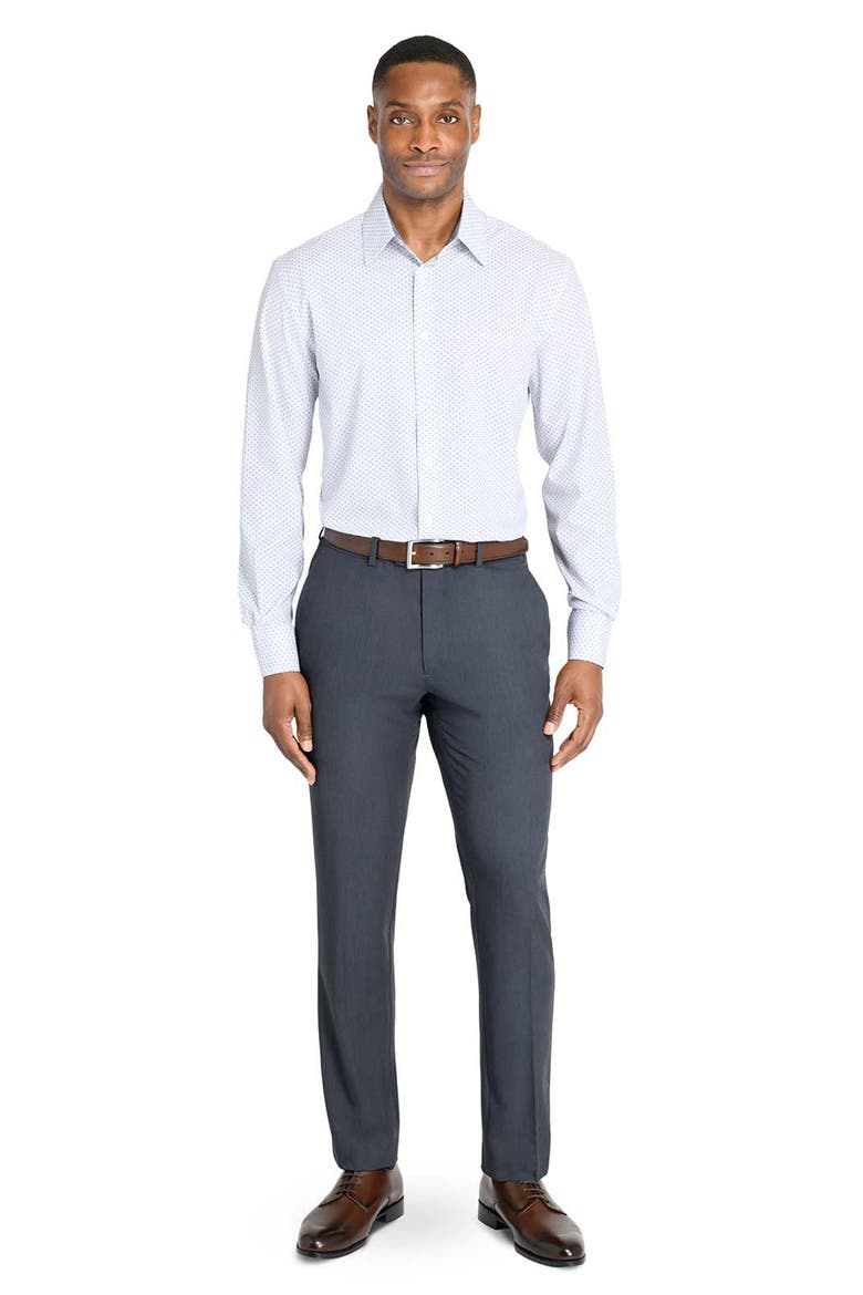 Regular Fit Dash Print Performance Dress Shirt, Alternate, color, WHITE/ BLACK