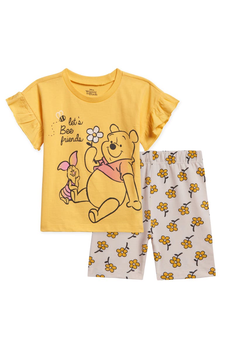 Disney T-Shirt & Bike Shorts Set, Main, color, Winnie The Pooh Yellow