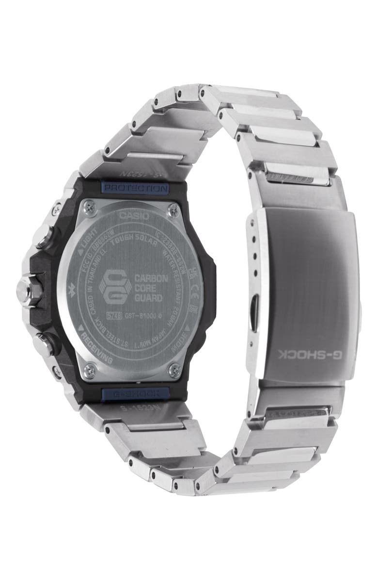 G-SHOCK GST-B1000D-2A Blue Smartphone Linked Solar Bracelet Watch, 46.9mm x 44.2mm, Alternate, color, Silver