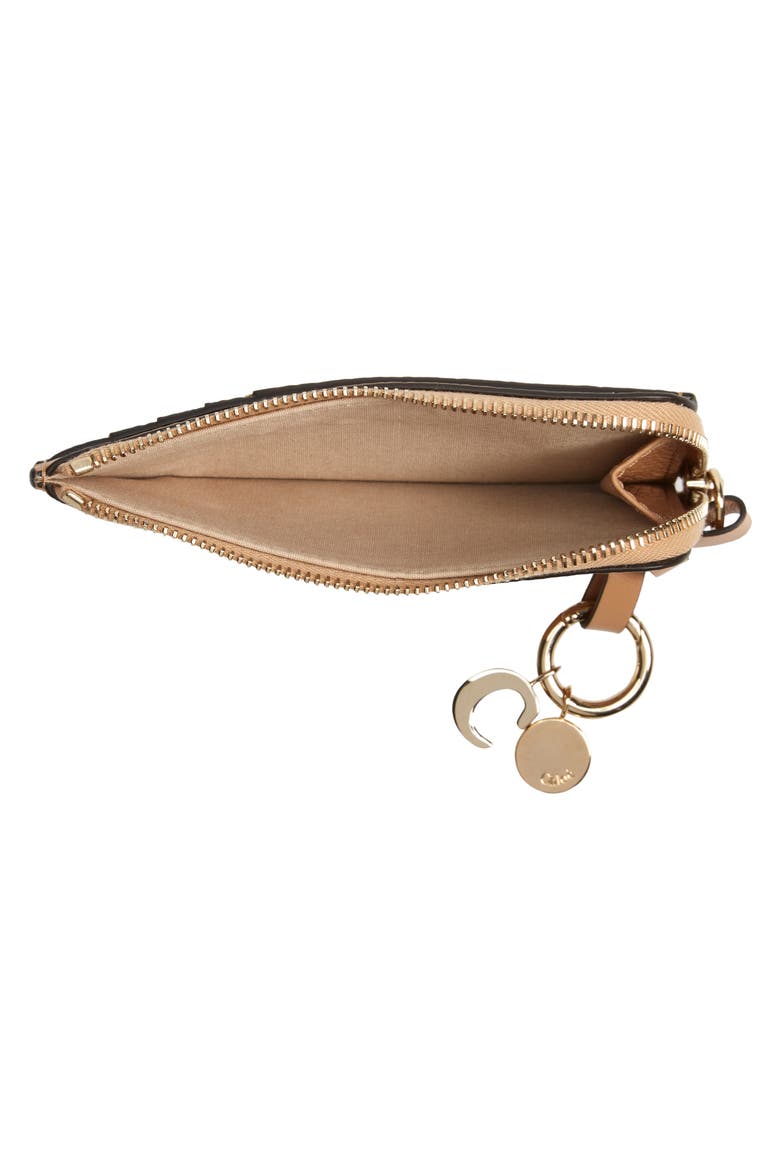 Alphabet Zip Leather Card Holder, Alternate, color, LIGHT TAN