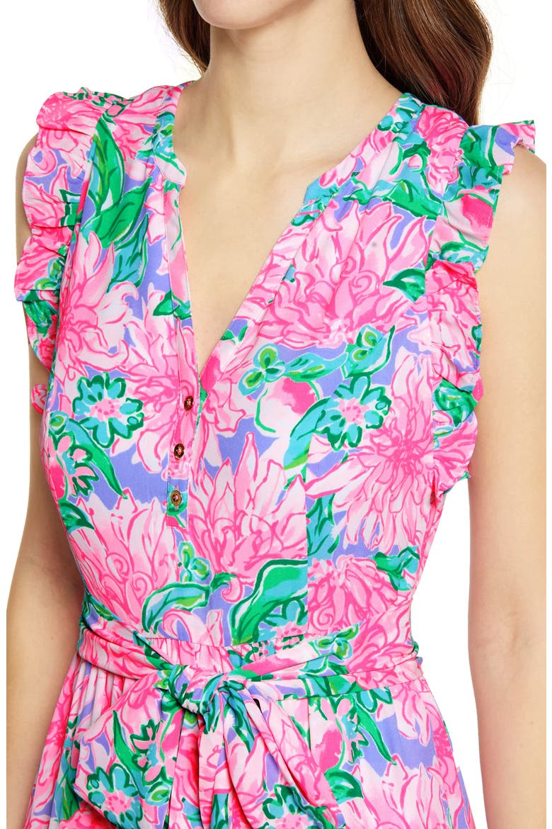 Destini Tie Waist Maxi Dress, Alternate, color, PINK BLOSSOM TRY YOUR ZEST