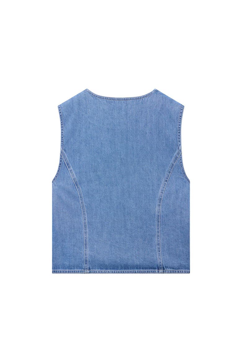 Denim Scallop Detail Waistcoat, Alternate, color, Blue