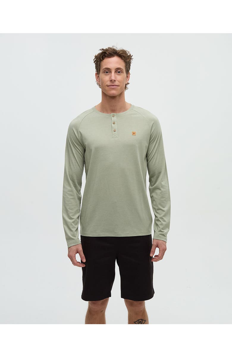 tentree Baker Henley Longsleeve, Main, color, Light Moss Heather