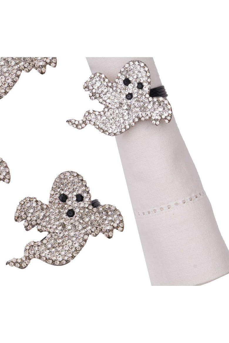 Halloween Ghost Set of 4 Napkin Rings, Alternate, color, Black