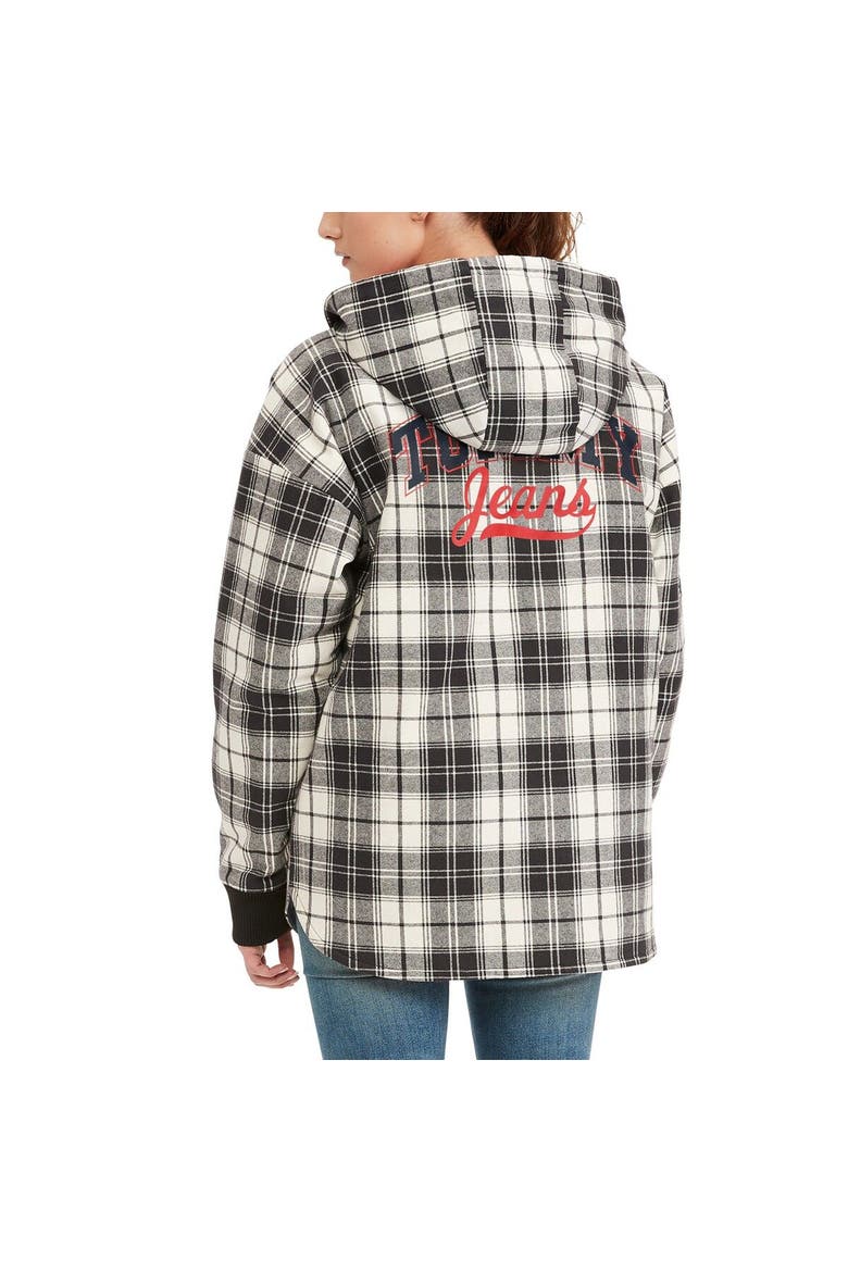 Women's Tommy Jeans Black/Cream Brooklyn Nets Molly Flannel Full-Zip Hoodie, Alternate, color, Black