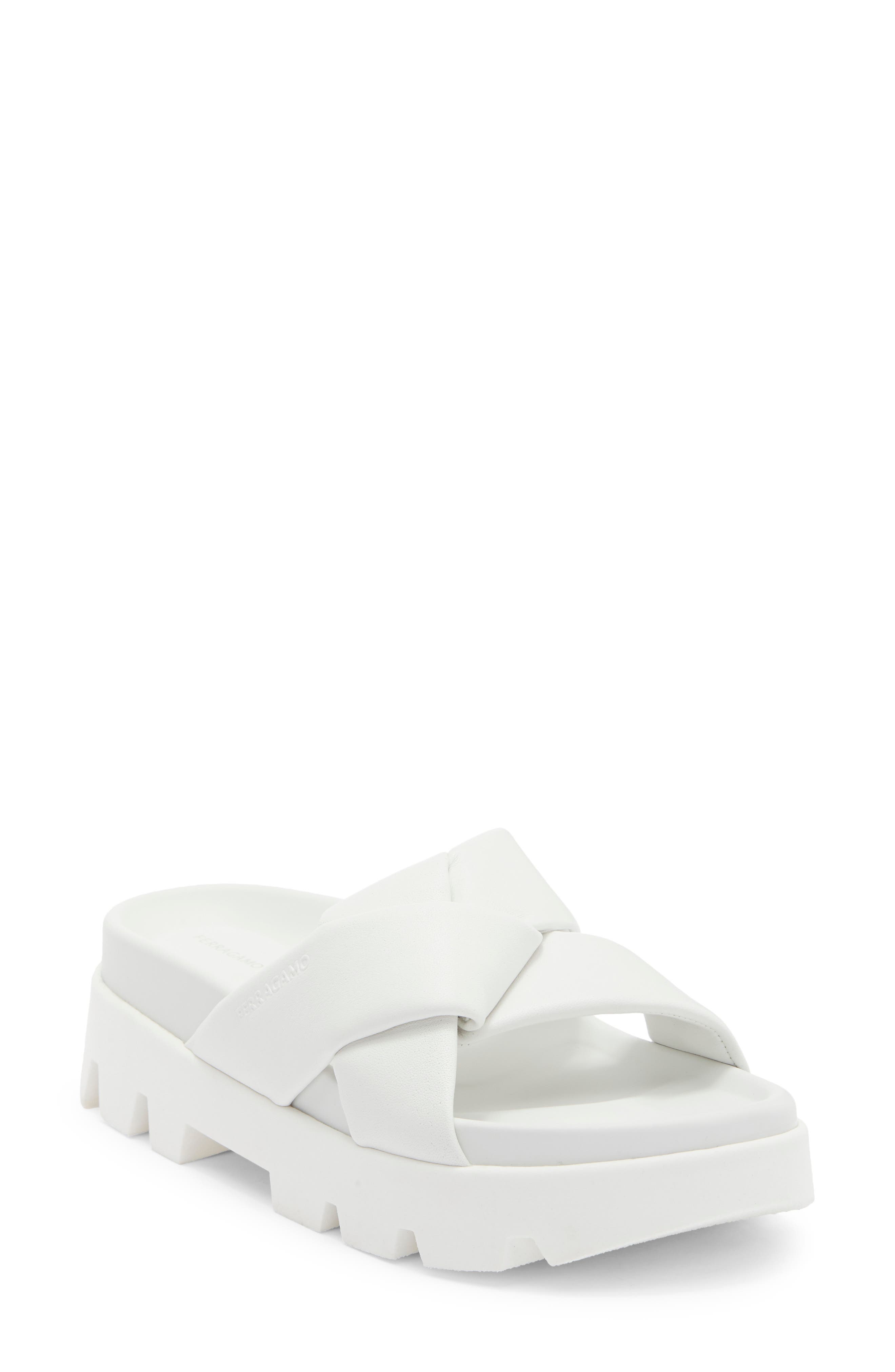 FERRAGAMO Air Lug Slide Sandal, Main, color, White