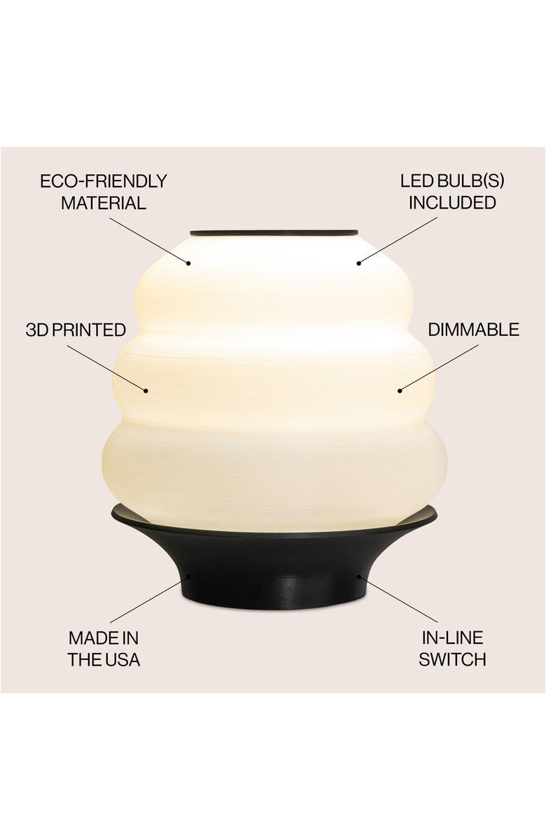 JONATHAN Y Honey Pot 12" Minimalist Classic Plant-Based PLA 3D Printed Dimmable LED Table Lamp, Alternate, color, White/Black