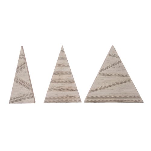 Transpac Off-white Textured Winter Trees Set Of 3 Decorative Figurines