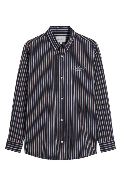 Carhartt Work In Progress Palance Stripe Cotton Button-down Shirt In Blue
