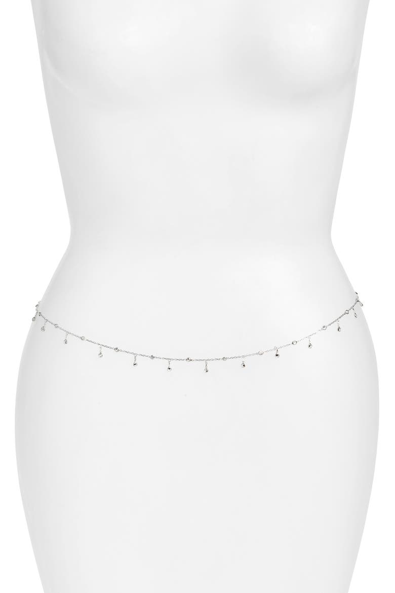 Cubic Zirconia Belly Chain, Main, color, SILVER