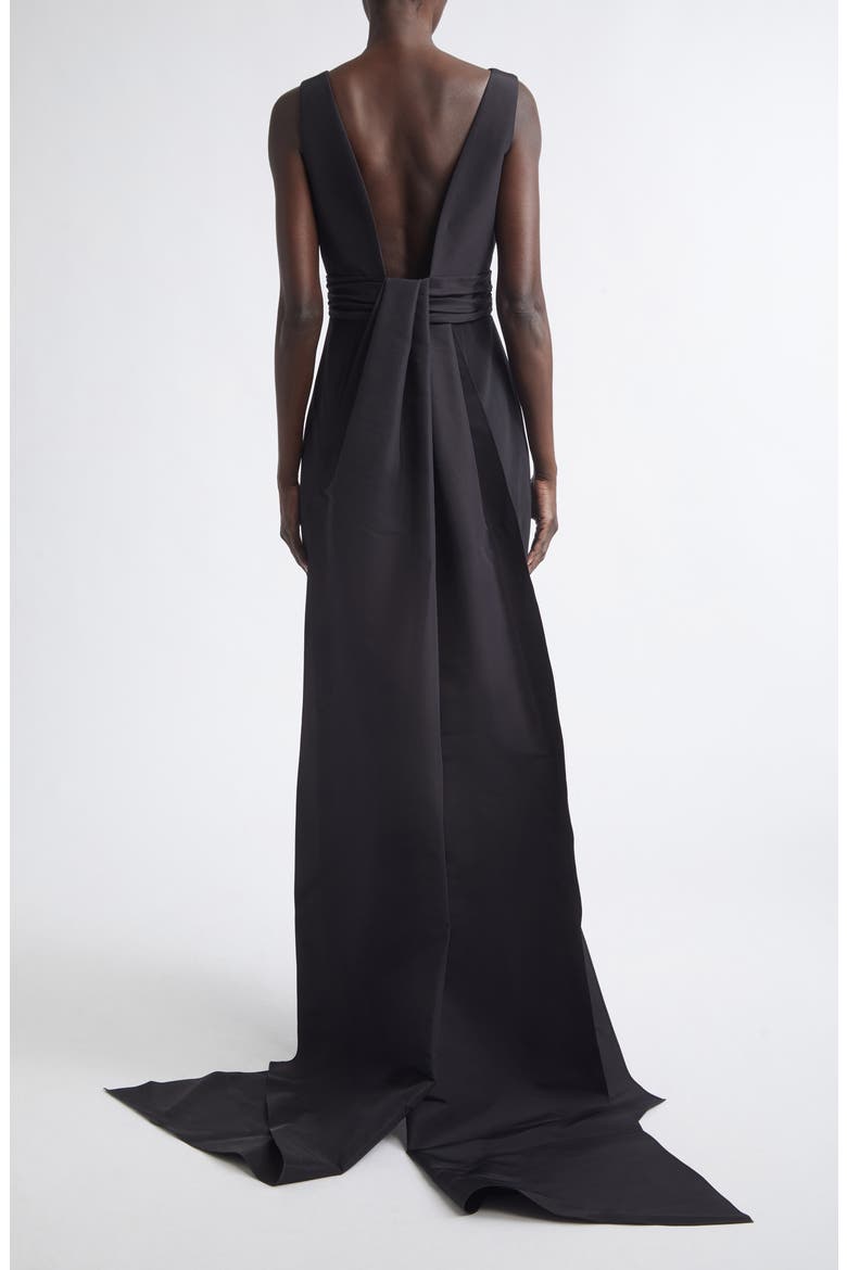 Back Bow Silk Faille & Viscose Column Dress, Alternate, color, BLACK
