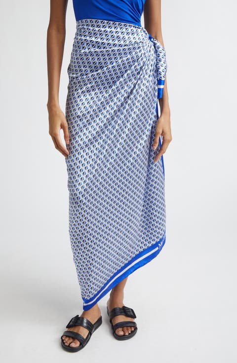 Beach Foam Geo Print Silk Scarf