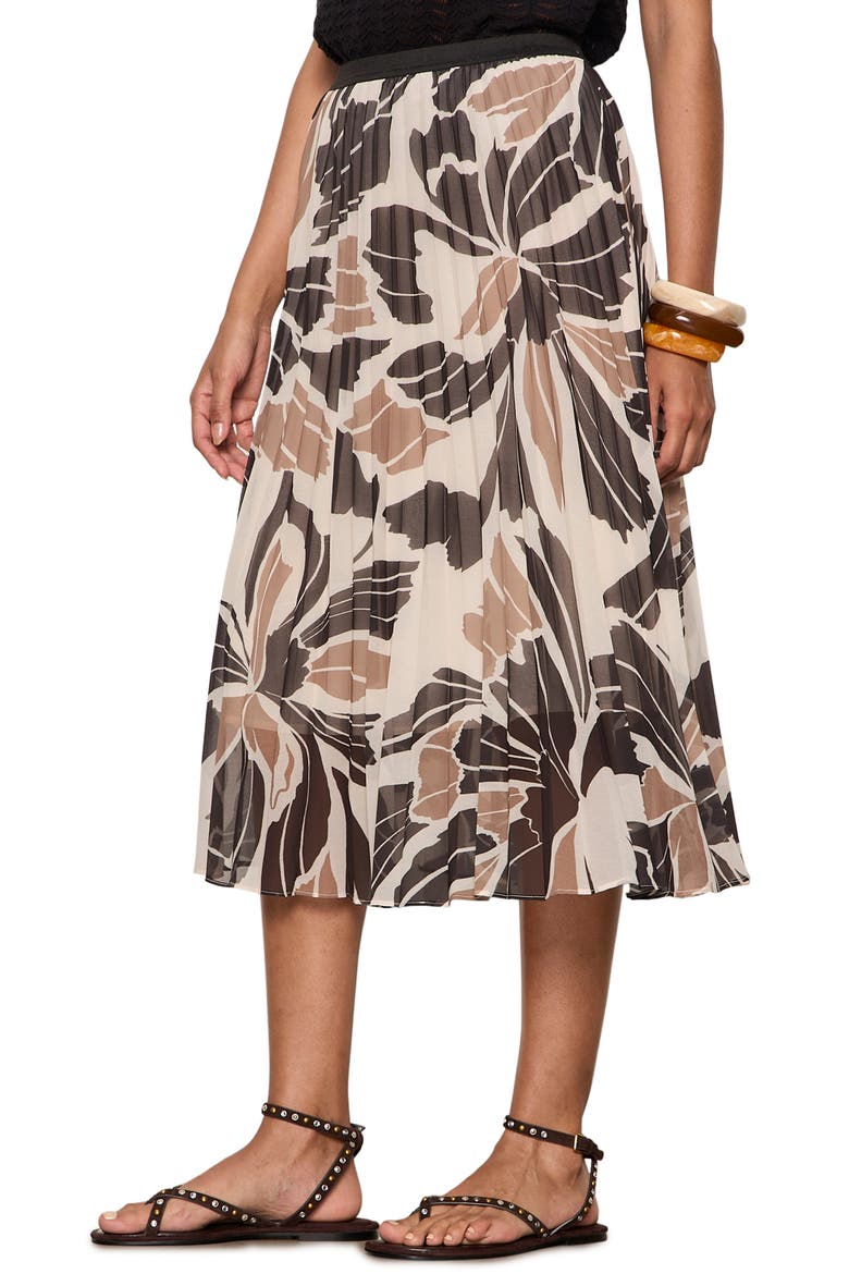 Nostalgia Pleated Midi Skirt, Alternate, color, LOTUS BLACK