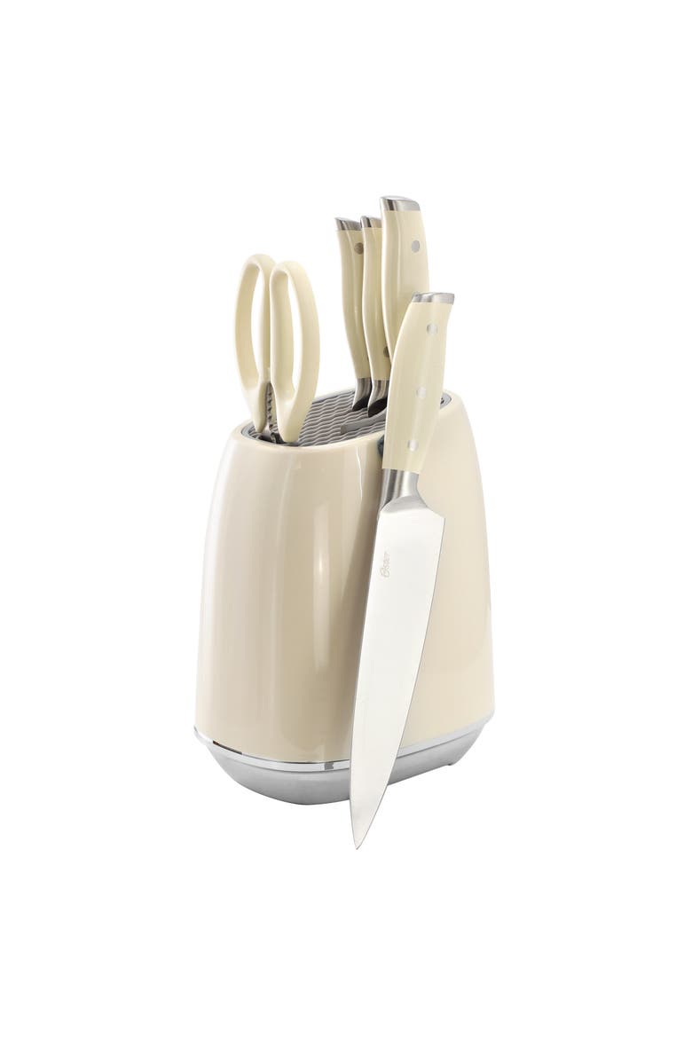 6 Piece Cutlery Set and Storage Block in Off-White, Main, color, White