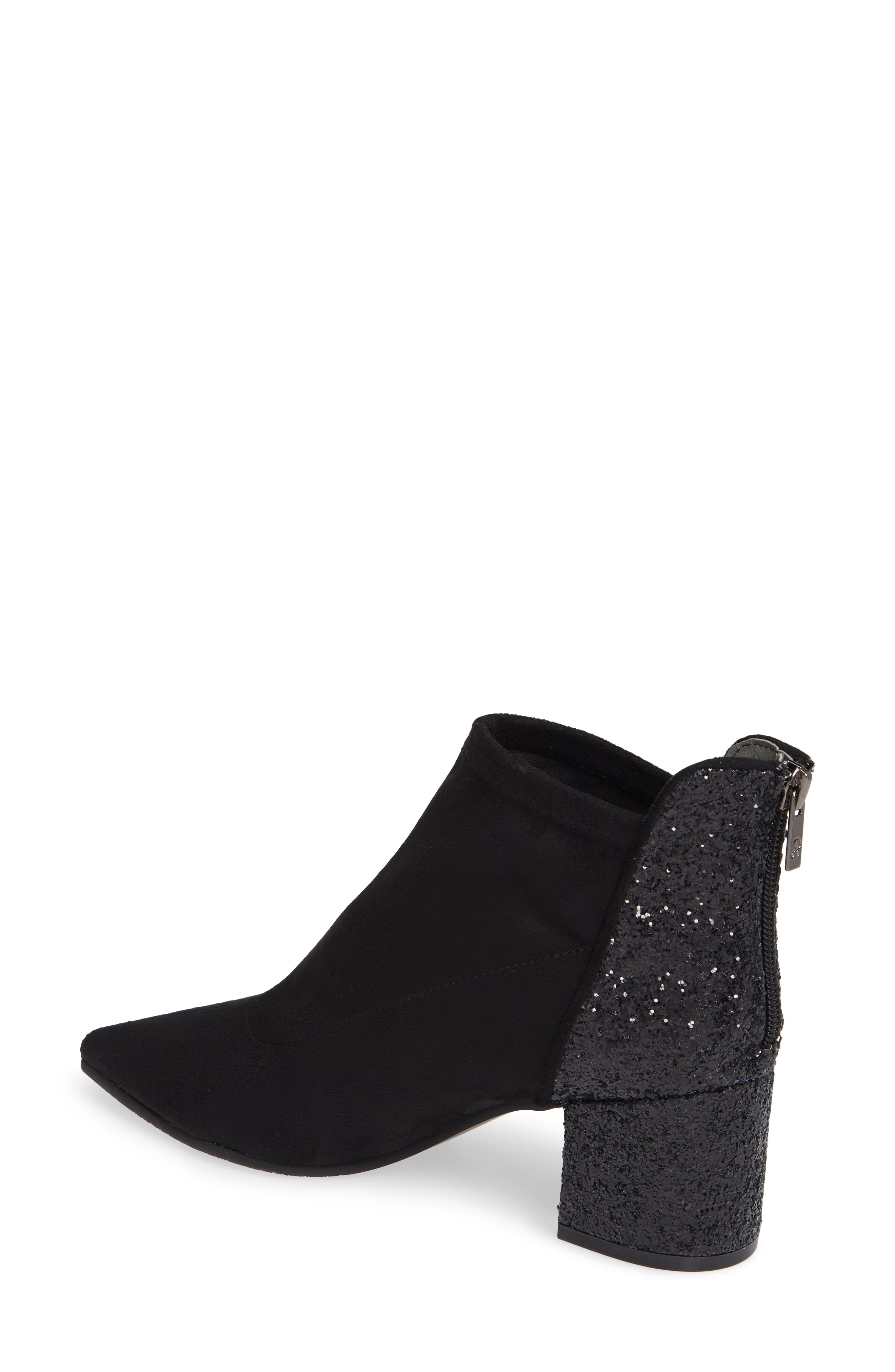 Honey Pointy Toe Stretch Bootie, Alternate, color, BLACK GLITTER SUEDE