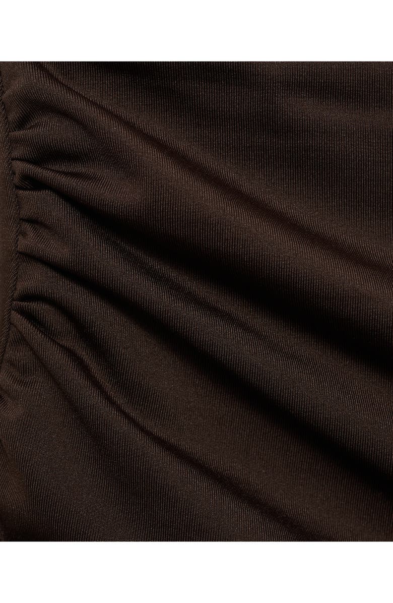 MANGO Draped High Waist Bikini Bottoms, Alternate, color, Chocolate