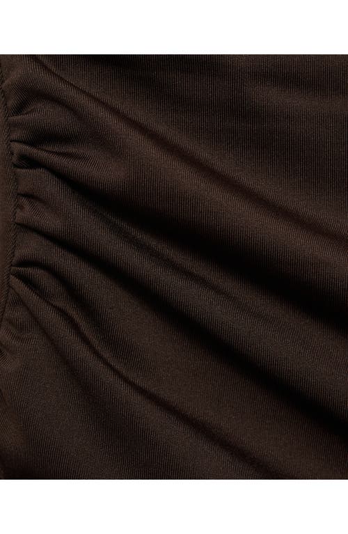 Mango Draped High Waist Bikini Bottoms In Brown