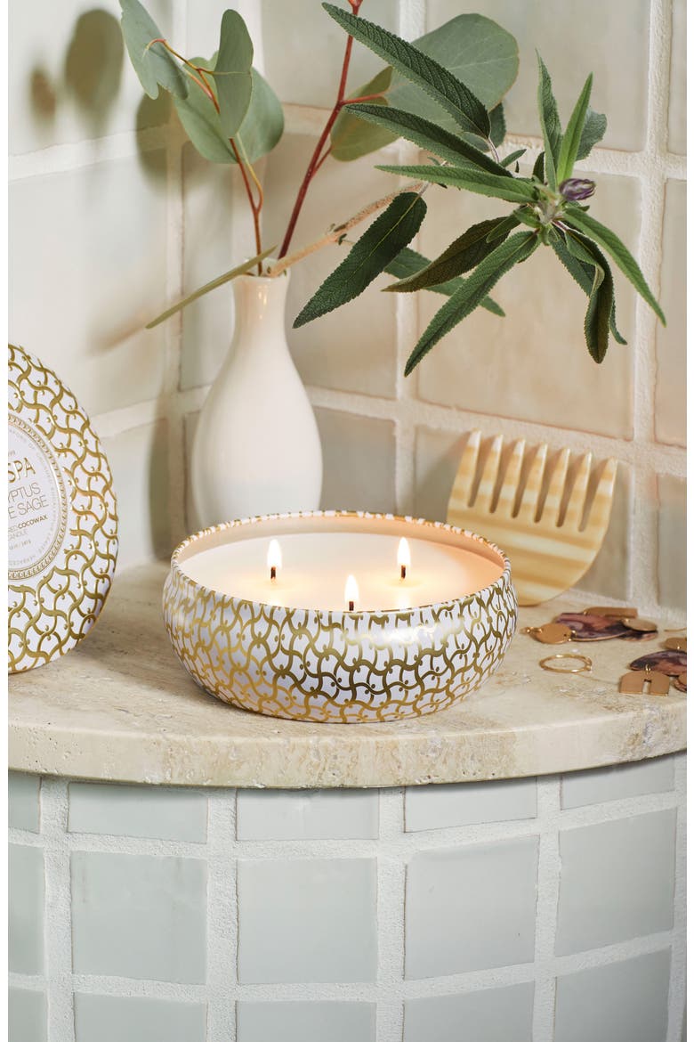 Eucalyptus & White Sage 3-Wick Tin Candle, Alternate, color, EUCALYPTUS