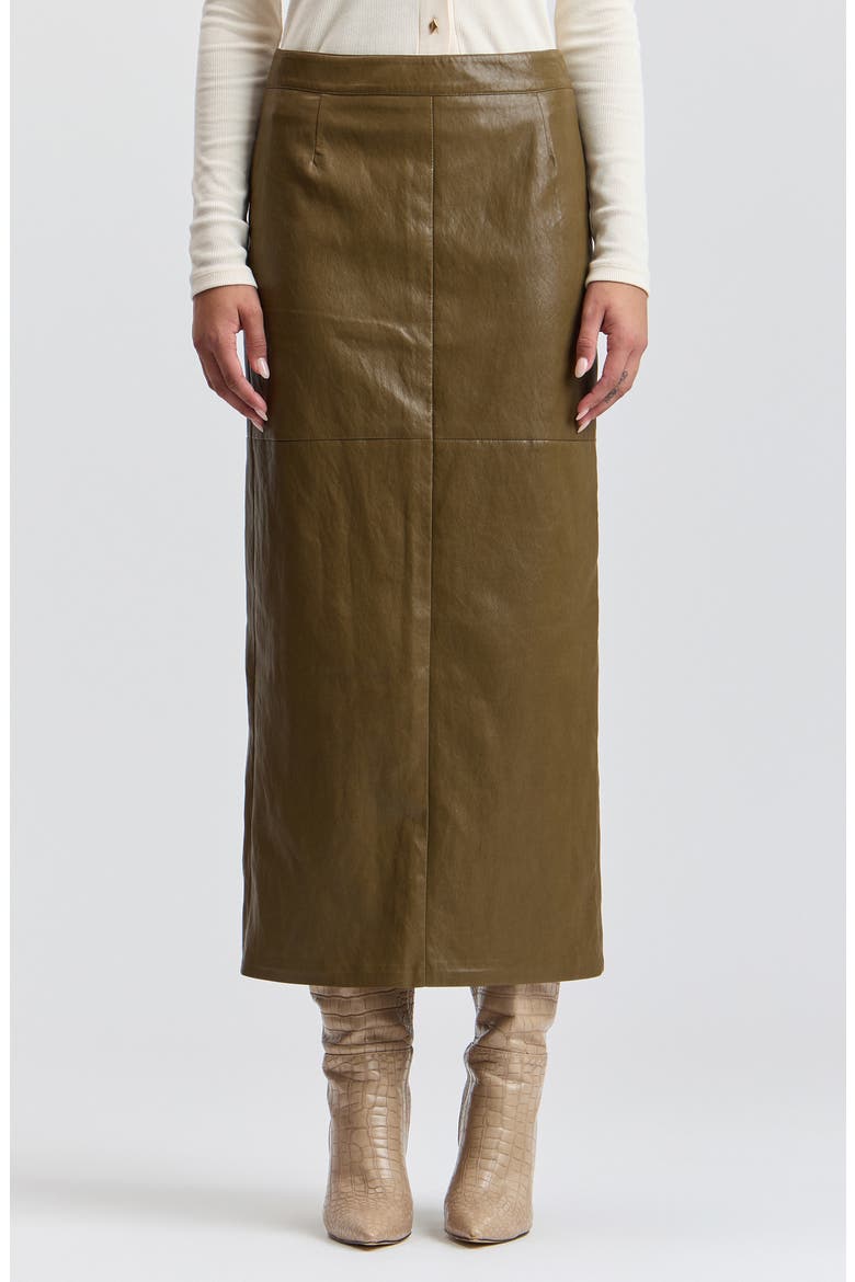 Faux Leather Midi Pencil Skirt, Main, color, SAGE