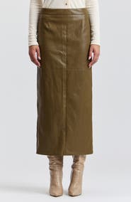 Avec Les Filles Faux Leather Midi Pencil Skirt