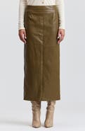 Avec Les Filles Faux Leather Midi Pencil Skirt