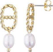 Adornia Freshwater Pearl Drop Mariner Chain Earrings