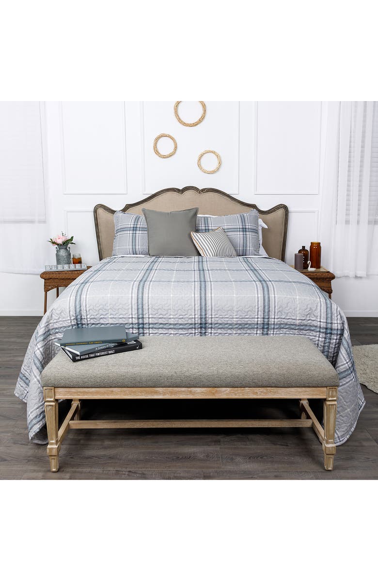 SOUTHSHORE FINE LINENS Plaid Collection- Luxury Premium Oversized Quilt Set, Alternate, color, Gray