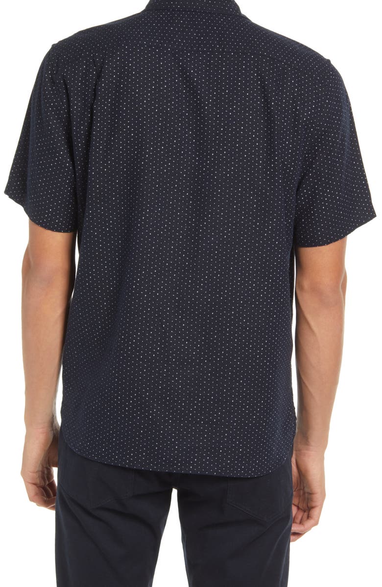 Vince Galaxy Print Classic Fit Short Sleeve Linen Blend Button-Up Shirt, Alternate, color, 