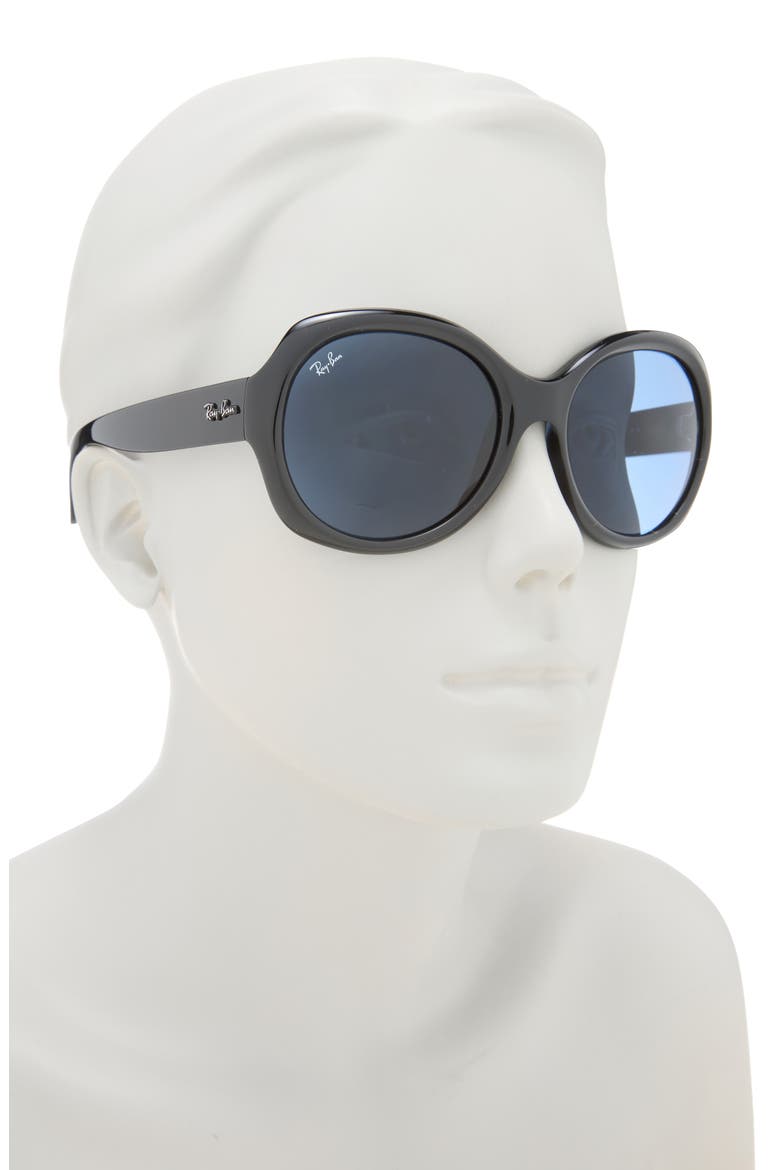 57mm Round Sunglasses, Alternate, color, BLACK