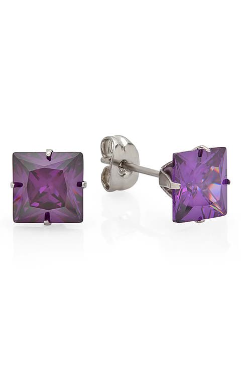 Square Cubic Zirconia Stud Earrings