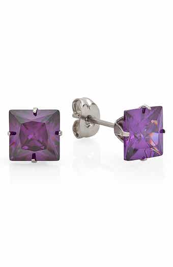 Square Cubic Zirconia Stud Earrings