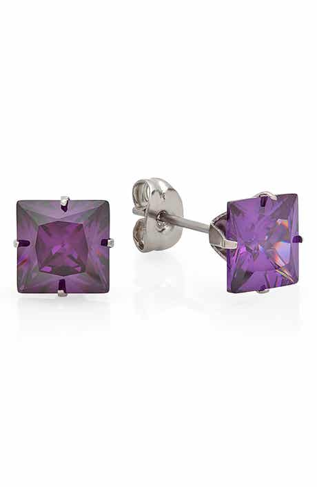 Square Cubic Zirconia Stud Earrings