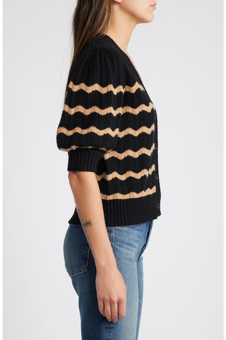 Isla Stripe Cardigan, Alternate, color, BLACK CAMEL STRIPE